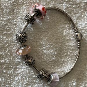 21” Pandora silver bracelet.
